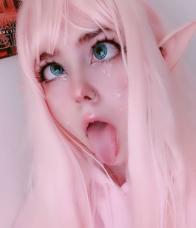 cosplay creator making ahegao face